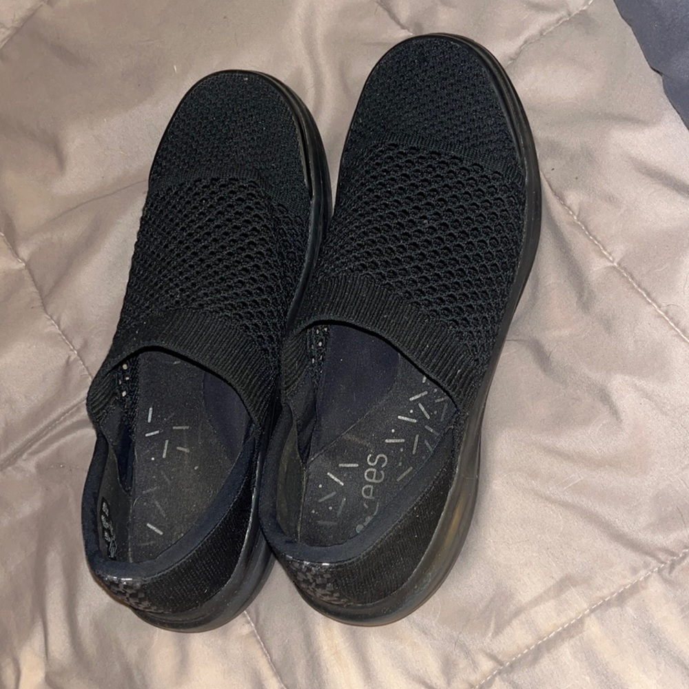 Womens Black Slip On Shoes Breesies Black Sz 8 Good Condition